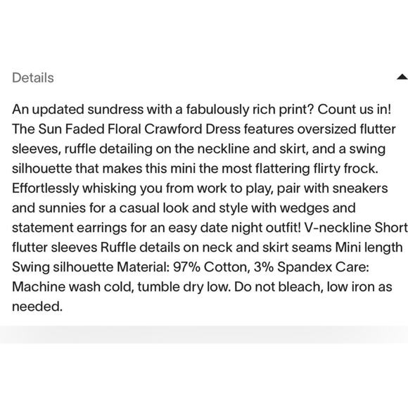 TUCKERNUCK Sun Faded Floral Crawford Dress NWT Size Small - Picture 5 of 9